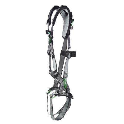 MSA V-FIT Harness w/Back, Front & Side D-Rings - Tongue Buckle Leg Straps - Shoulder Padding - Extra Small - 10194896