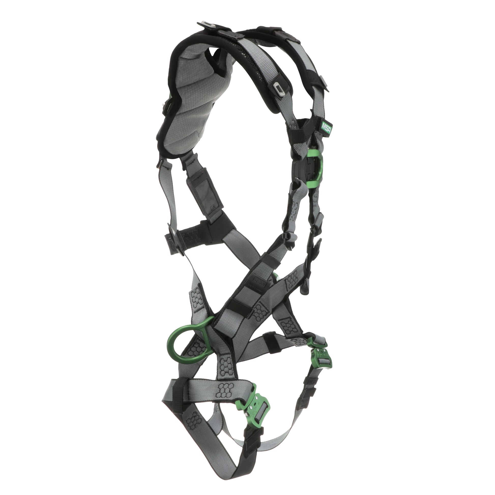 MSA V-FIT Harness w/Back, Front & Side D-Rings - Quick-Connect Leg Straps - Shoulder Padding - Extra Large - 10194865
