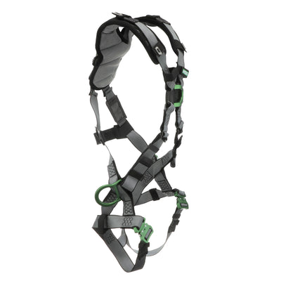 MSA V-FIT Harness w/Back, Front & Side D-Rings - Quick-Connect Leg Straps - Shoulder Padding - Extra Large - 10194865