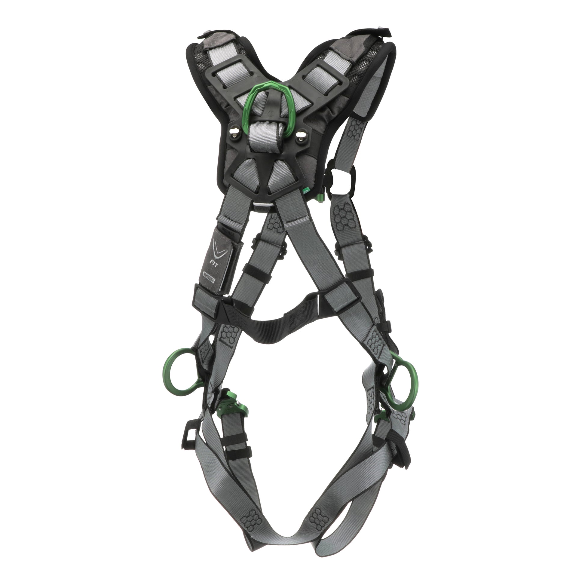 MSA V-FIT Harness w/Back, Front & Side D-Rings - Quick-Connect Leg Straps - Shoulder Padding - Extra Large - 10194865
