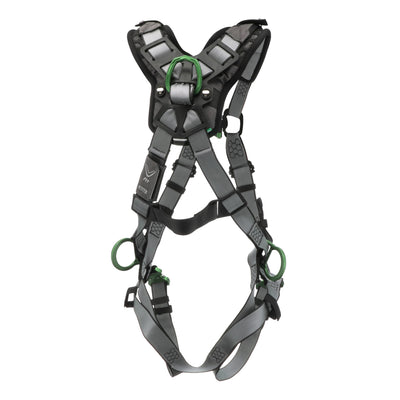 MSA V-FIT Harness w/Back, Front & Side D-Rings - Quick-Connect Leg Straps - Shoulder Padding - Extra Large - 10194865