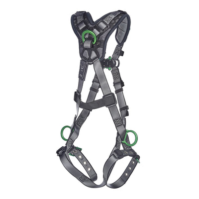 MSA V-FIT Harness w/Back, Front, Side & Shoulder D-Rings - Tongue Buckle Leg Straps - Shoulder Padding - Extra Large - 10194906