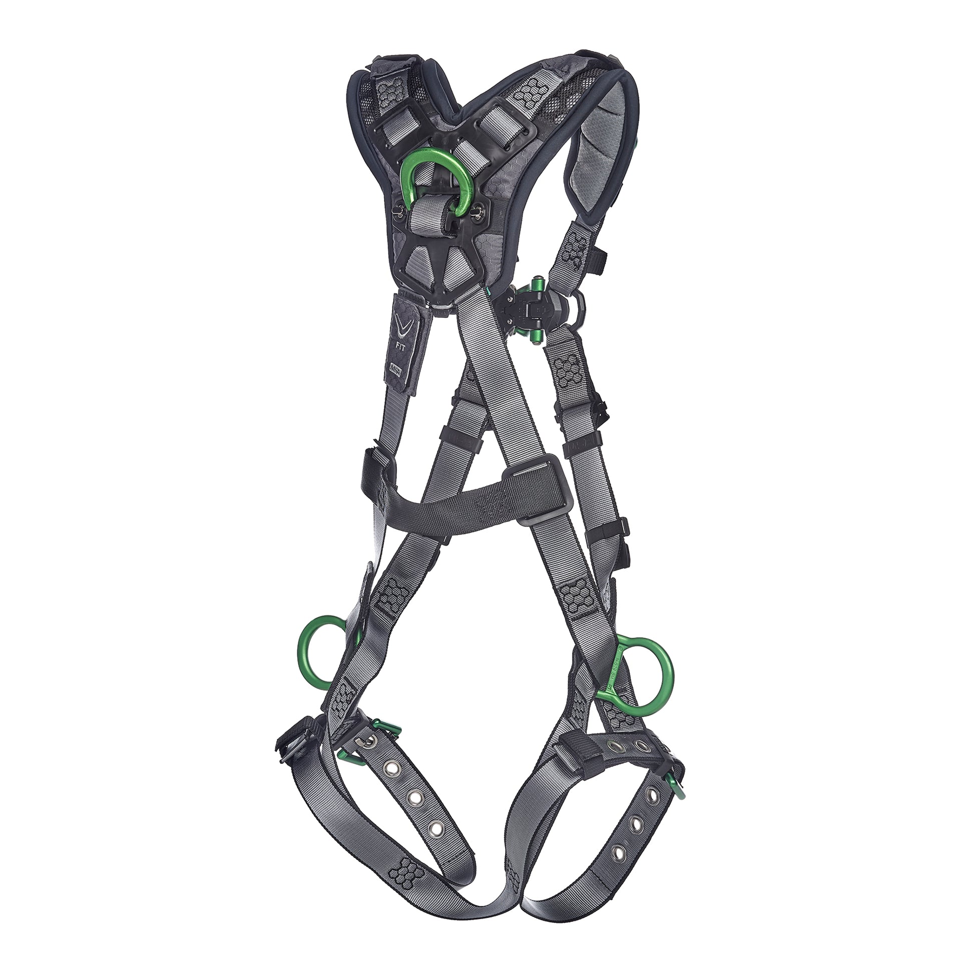 MSA V-FIT Harness w/Back, Front, Side & Shoulder D-Rings - Tongue Buckle Leg Straps - Shoulder Padding - Standard - 10194905