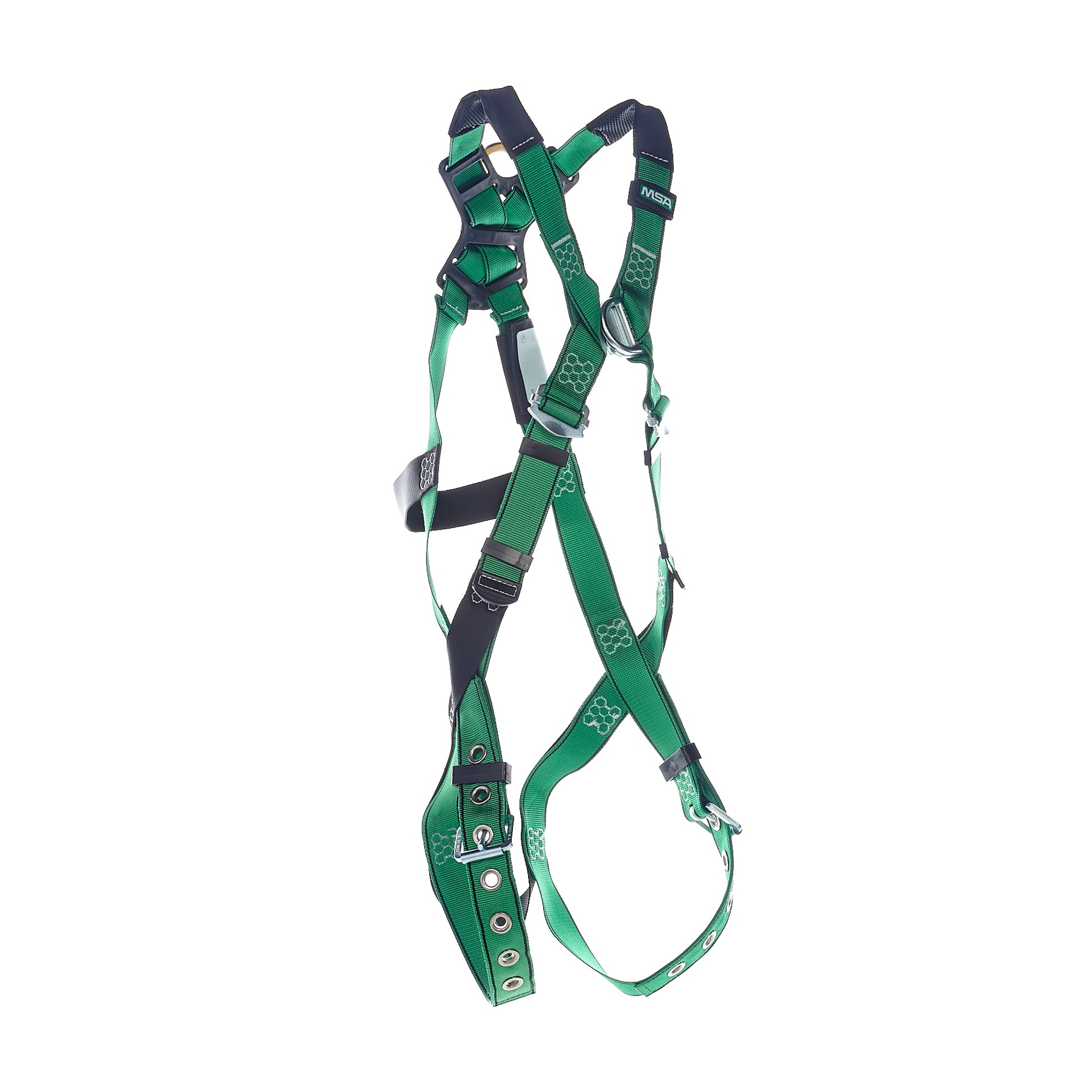 MSA V-FORM Harness w/Back & Front D-Rings - Tongue Buckle Leg Straps Quick Connect Chest Buckle - Super Extra Large - 10206068