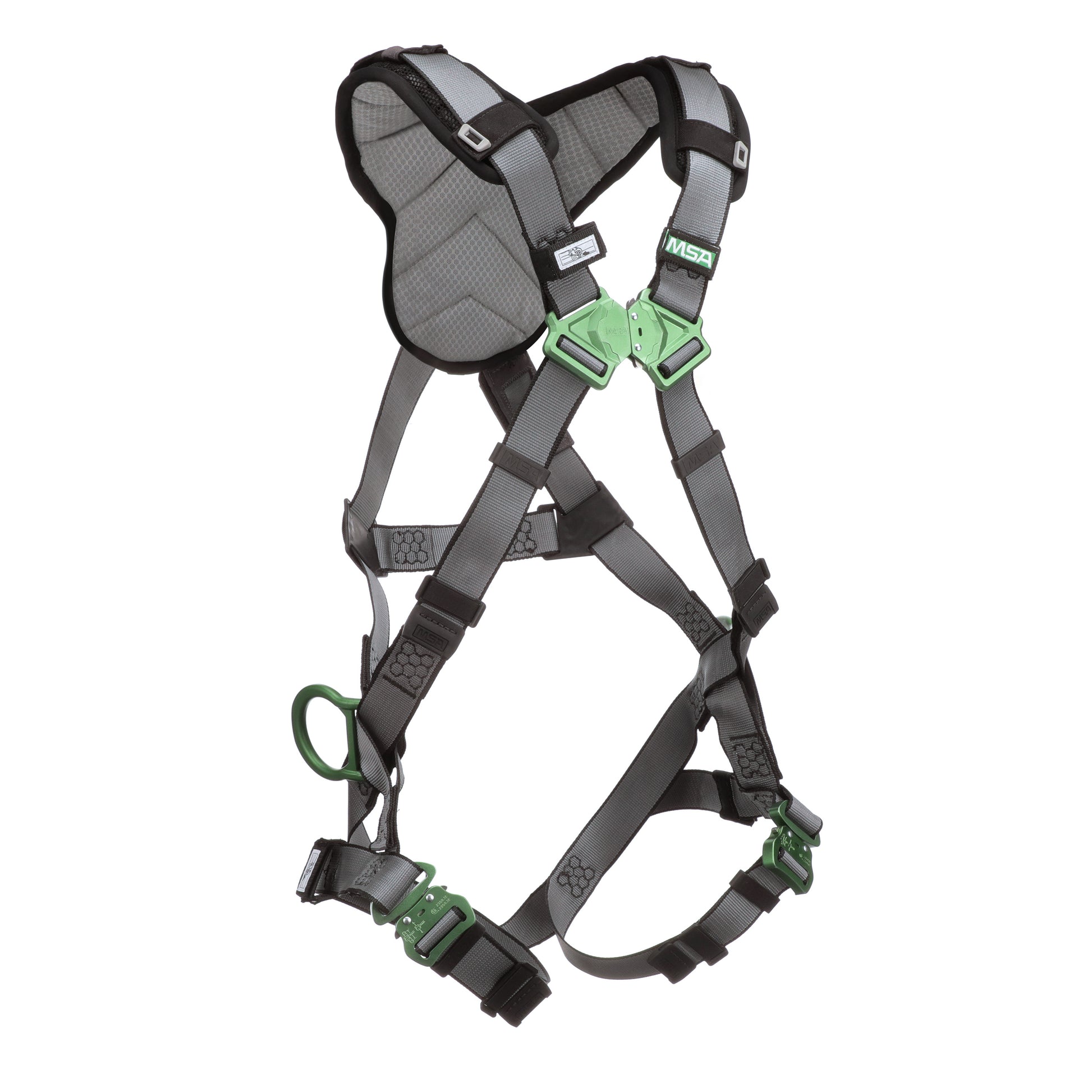 MSA V-FIT Harness w/Back & Side D-Rings - Quick-Connect Leg Straps - Shoulder Padding - Super Extra Large - 10194875