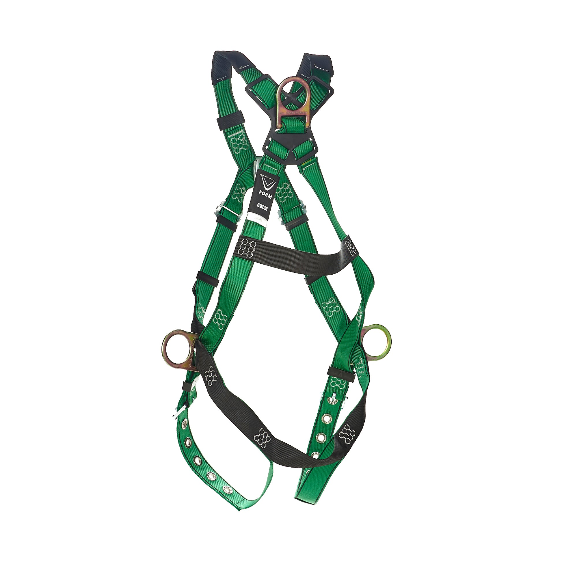 MSA V-FORM Harness w/Back & Side D-Rings - Tongue Buckle Leg Straps Quick Connect Chest Buckle - Extra Large - 10206063