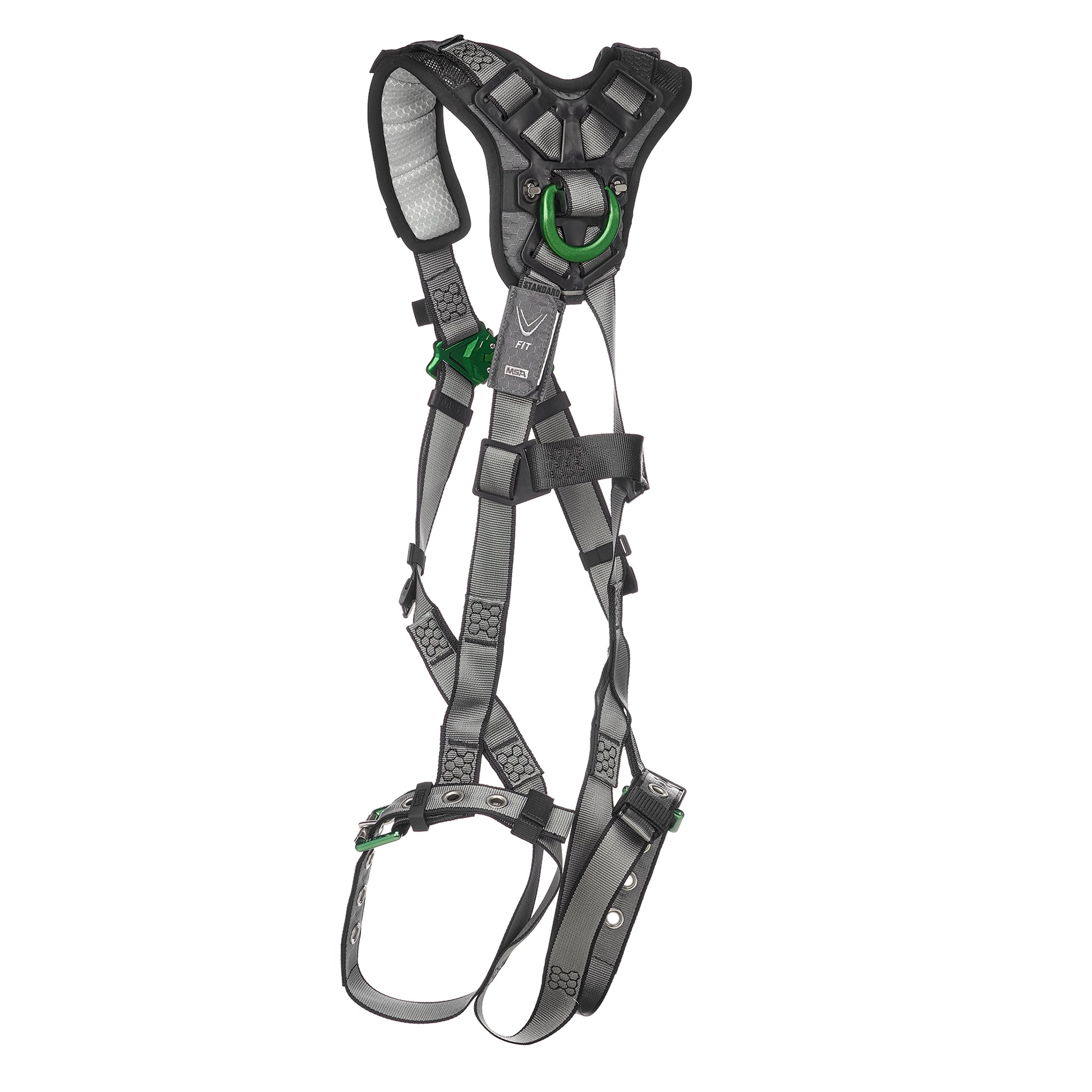 MSA V-FIT Harness w/Back & Shoulder D-Rings - Tongue Buckle Leg Straps - Shoulder Padding - Extra Small - 10194936