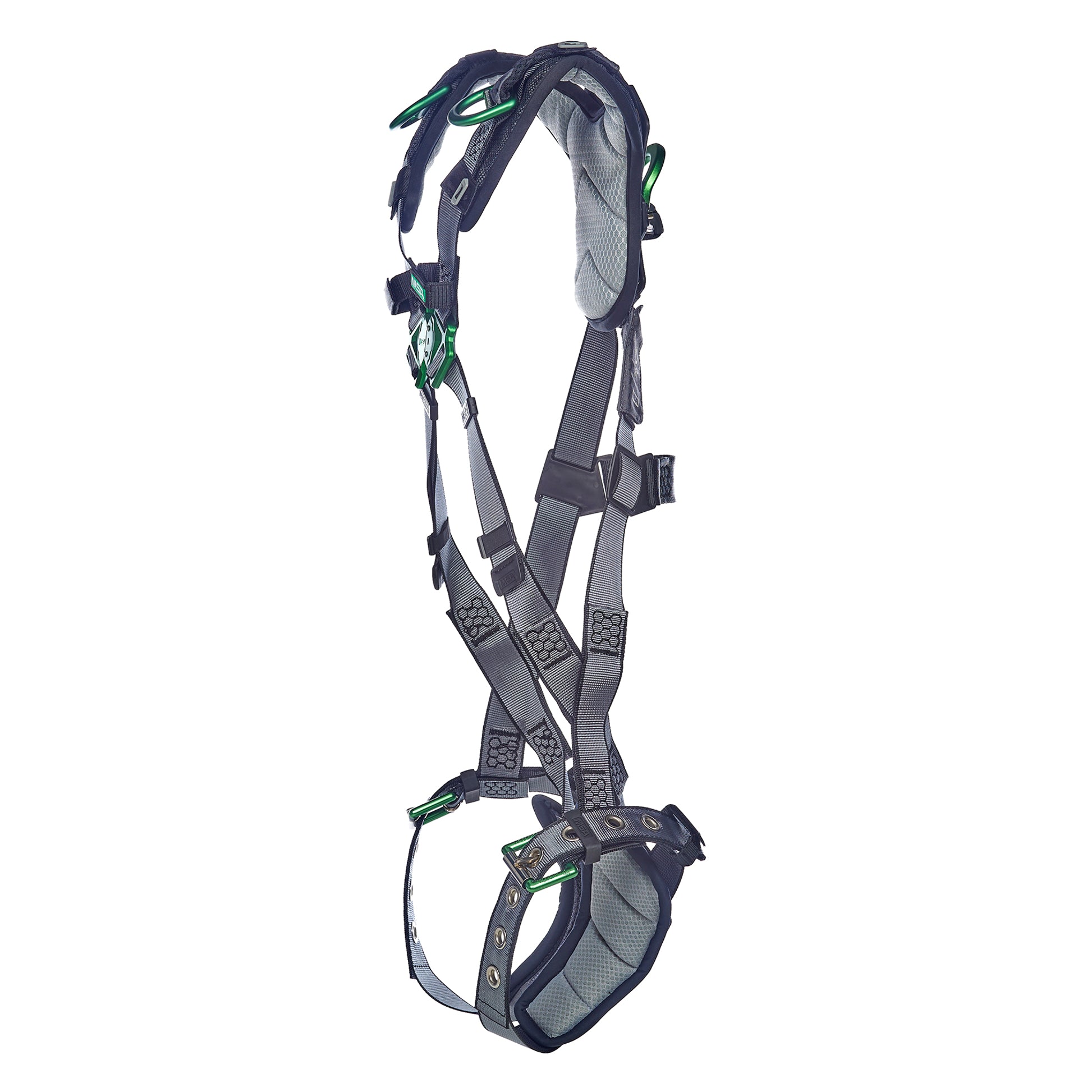 MSA V-FIT Harness w/Back & Shoulder D-Rings - Tongue Buckle Leg Straps - Shoulder & Leg Padding - Super Extra Large - 10195030