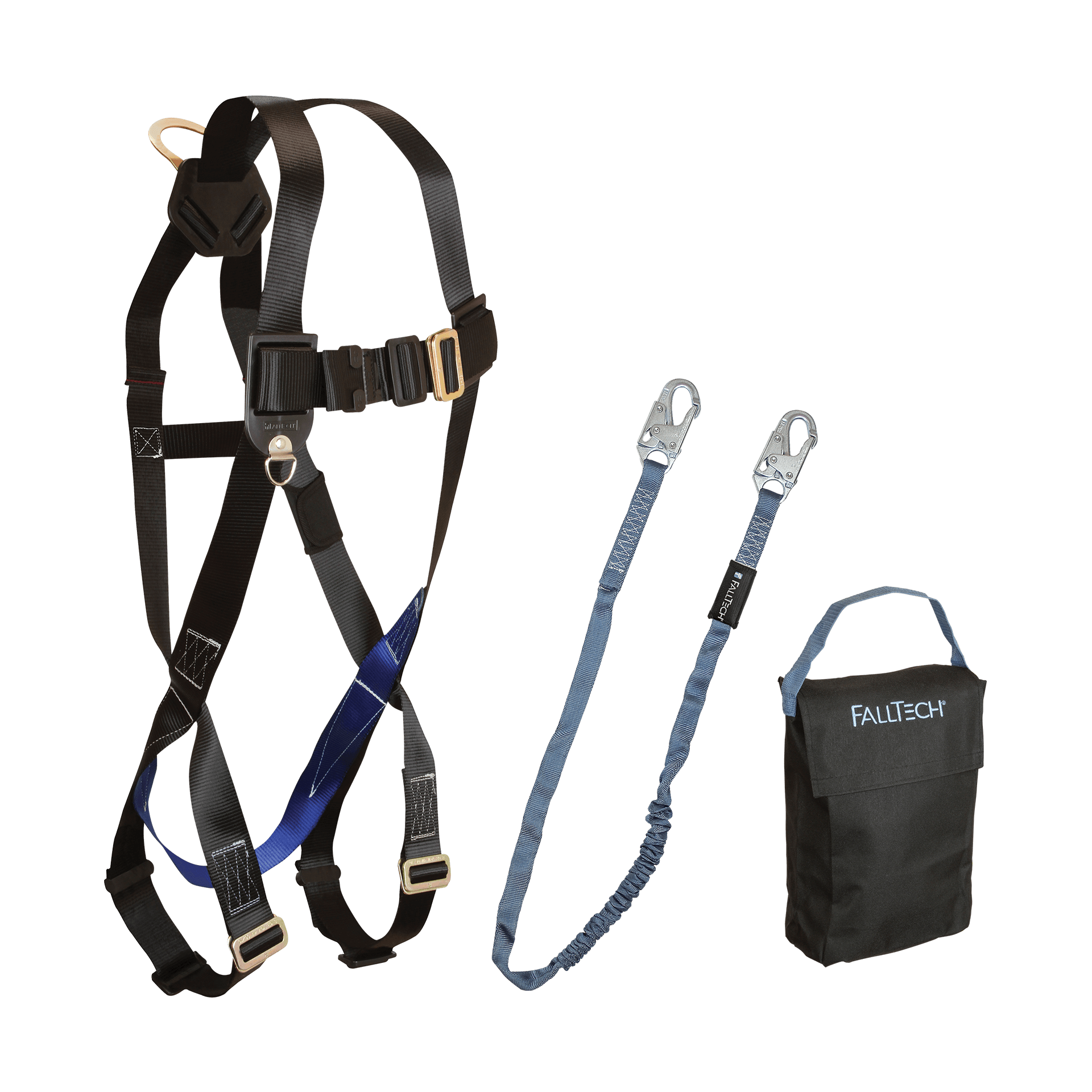 FallTech Harness and Lanyard 3-pc Kit Including Small Storage Bag (7007 8259 5005P) - KIT072595P
