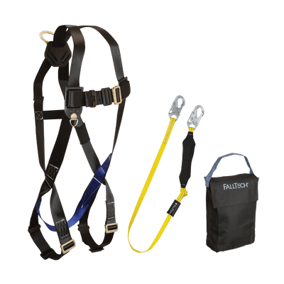 FallTech Harness and Lanyard 3-pc Kit Including Small Storage Bag (7007 8256LT 5005P) - KIT076LT5P