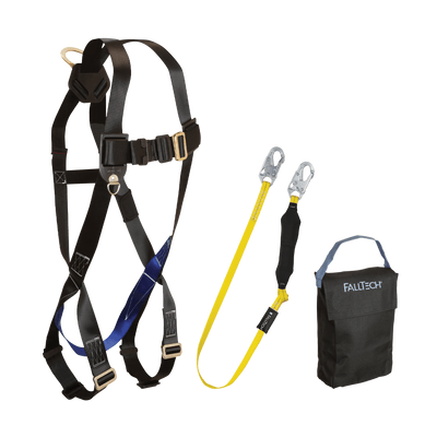 FallTech Harness and Lanyard 3-pc Kit Including Small Storage Bag (7007 8256LT 5005P) - KIT076LT5P