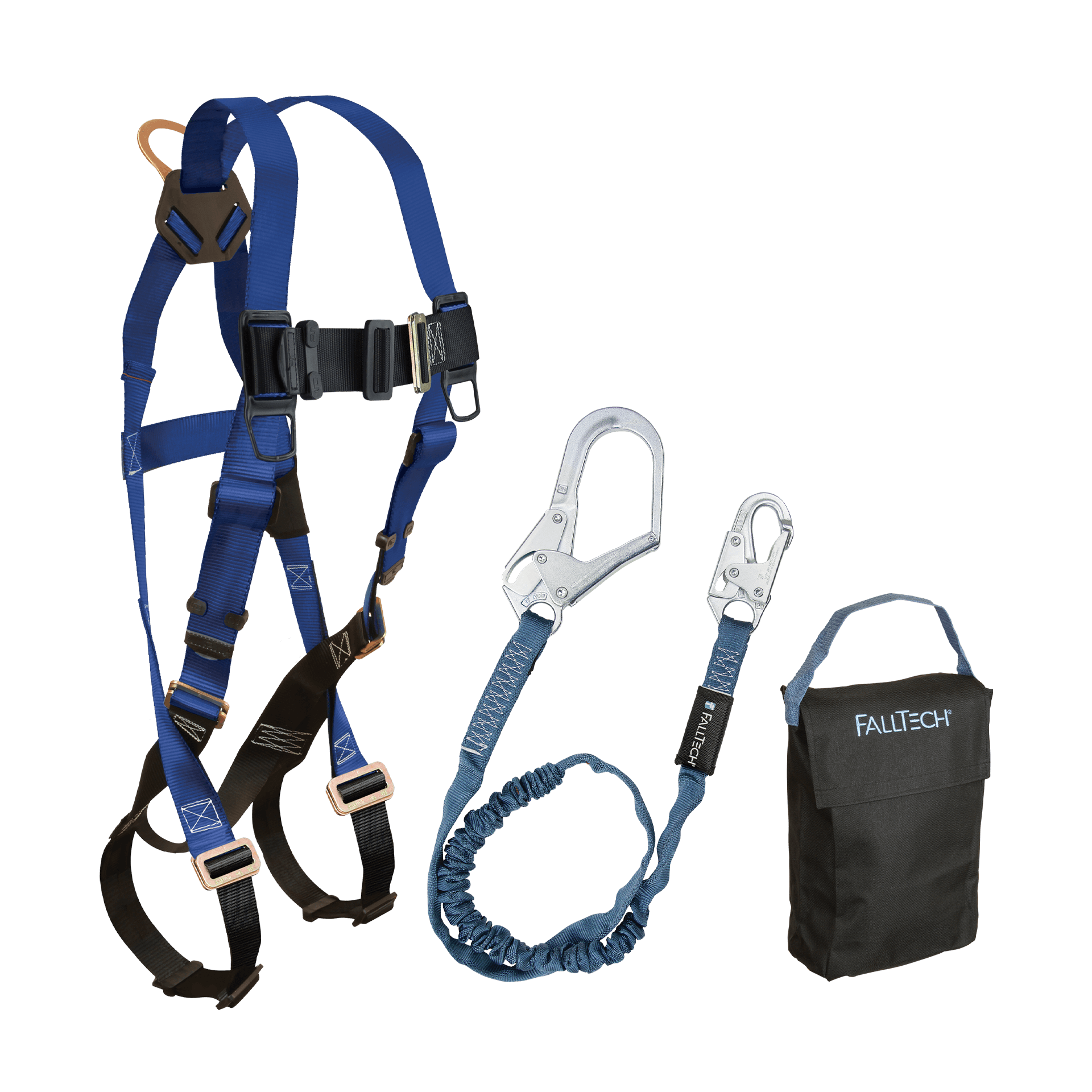FallTech Harness and Lanyard 3-pc Kit Including Small Storage Bag (7015 82593 5005P) - KIT155935P