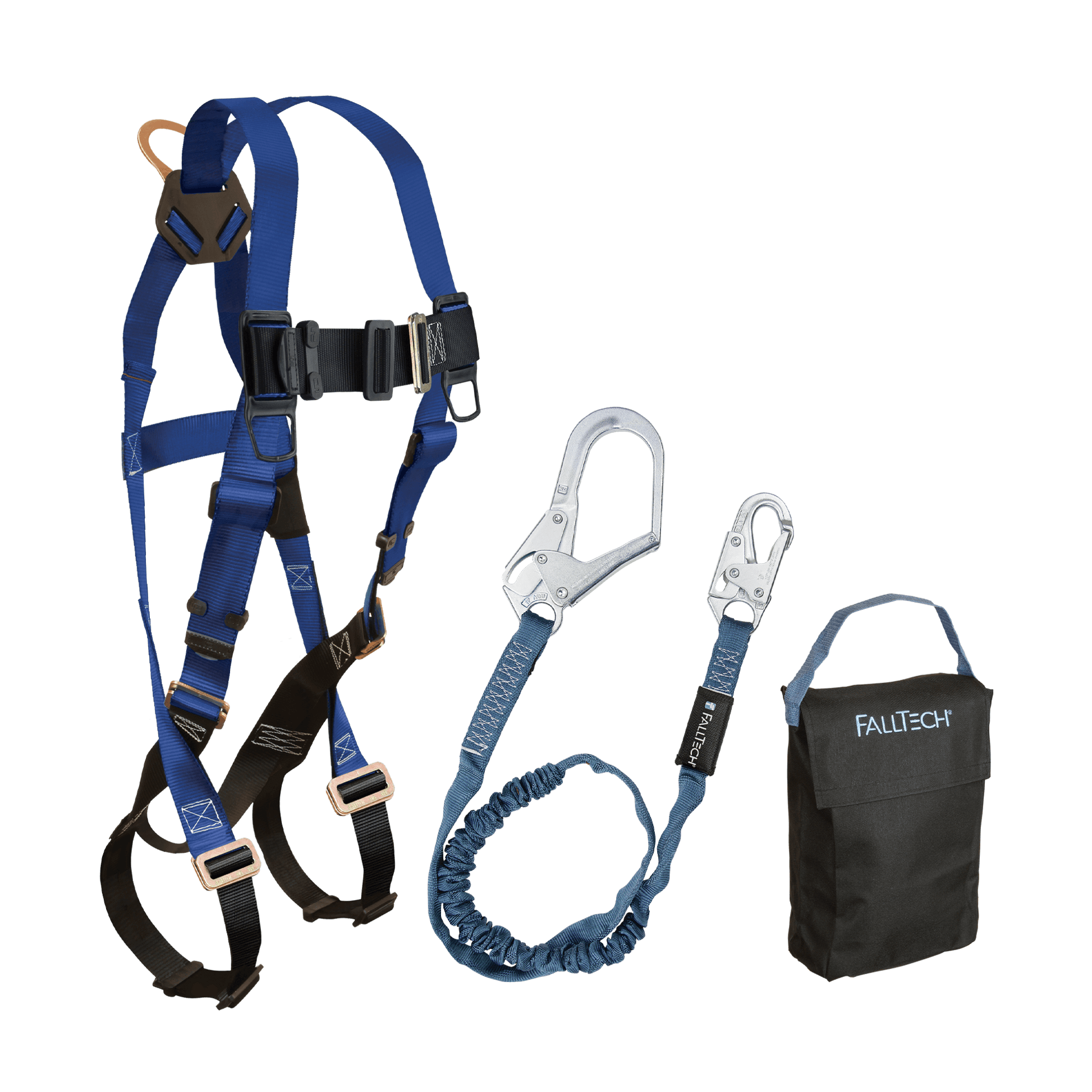 FallTech Harness and Lanyard 3-pc Kit Including Small Storage Bag (7015 82593 5005P) - KIT155935P