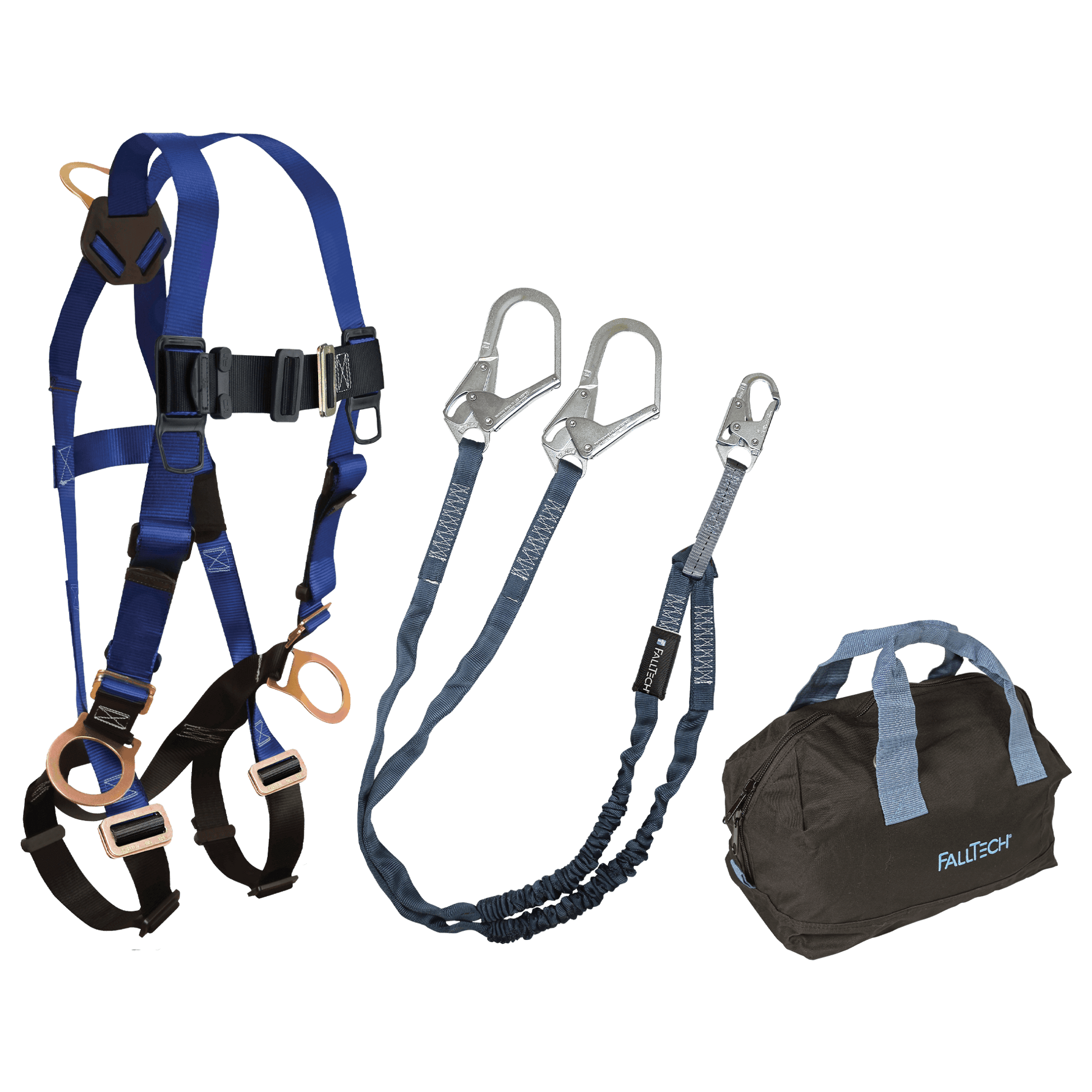 FallTech Harness and Lanyard 3-pc Kit Including Medium Storage Bag (7017 8259Y3 5006MP) - KIT179Y36P