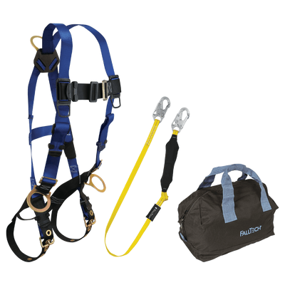 FallTech Harness and Lanyard 3-pc Kit Including Medium Storage Bag (7018 8256LT 5006MP) - KIT186LT6P
