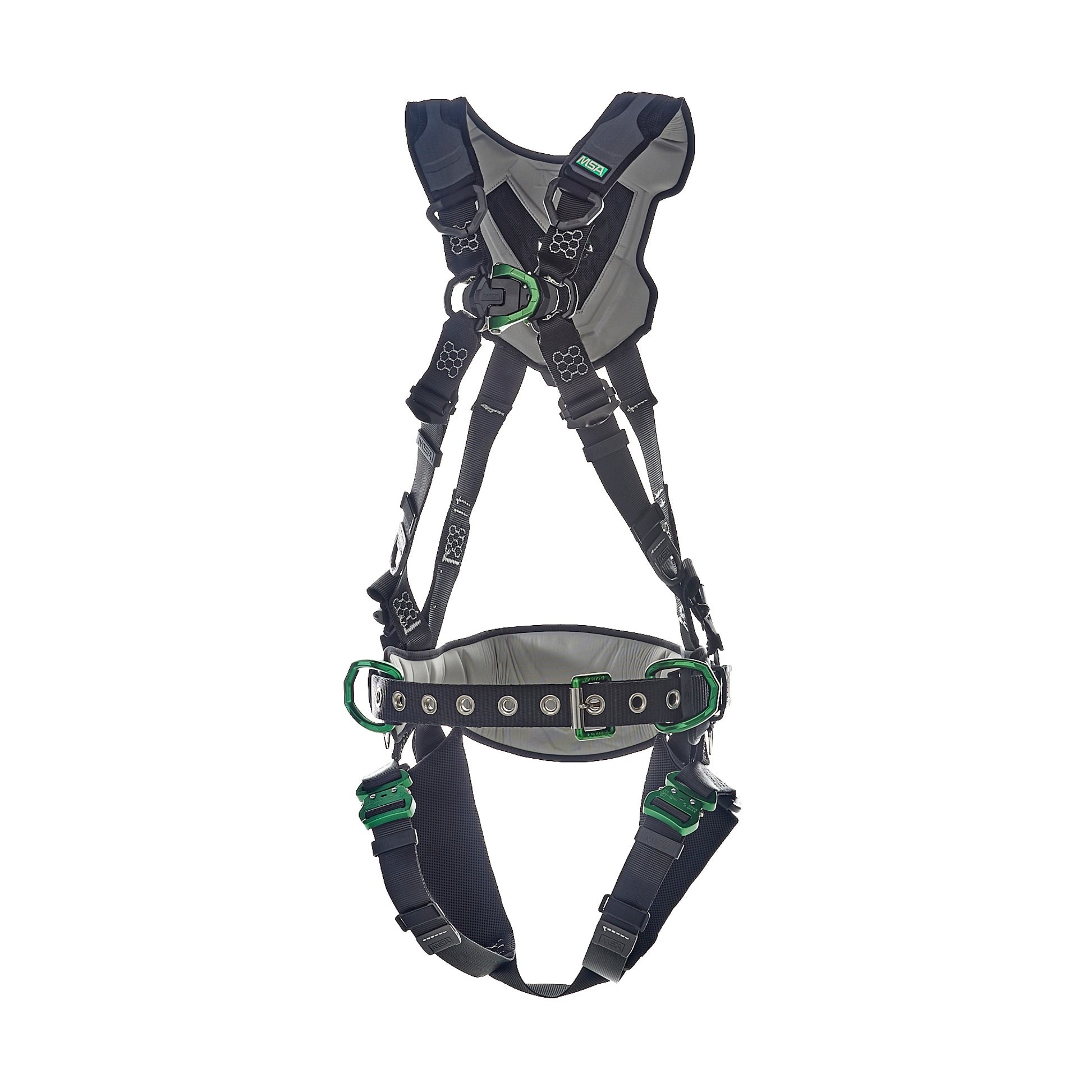 MSA V-FLEX Construction Harness w/Back, Front & Side D-Rings - Quick Connect Leg Straps - Extra Large - 10211344