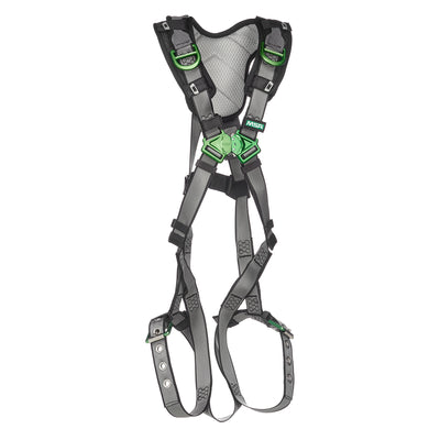 MSA V-FIT Harness w/Back & Shoulder D-Rings - Tongue Buckle Leg Straps - Shoulder Padding - Extra Small - 10194936