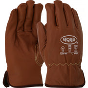 Boss Xtreme AR Top Grain Goatskin Leather Drivers Glove w/Oil Armor Finish & Para-Aramid Lining - Fleece Lined Insulation - Brown - 12/PR - KS9911KP