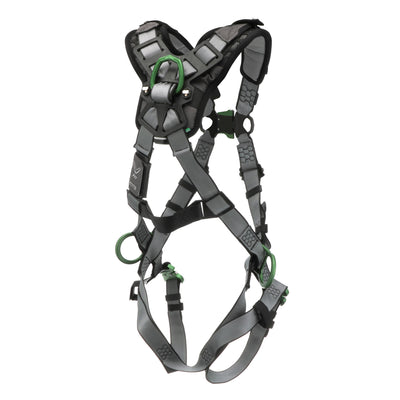 MSA V-FIT Harness w/Back, Front & Side D-Rings - Quick-Connect Leg Straps - Shoulder Padding - Super Extra Large - 10194866