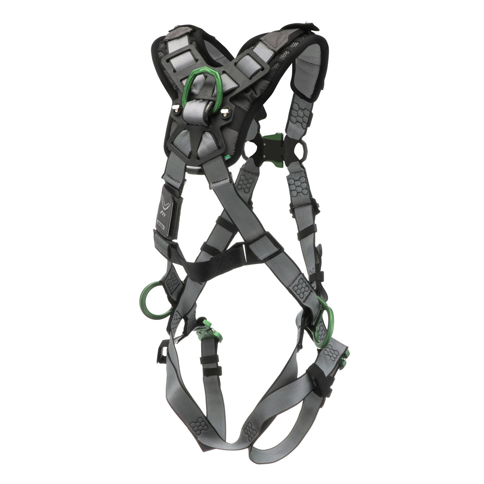 MSA V-FIT Harness w/Back, Front & Side D-Rings - Quick-Connect Leg Straps - Shoulder Padding - Extra Small - 10194863
