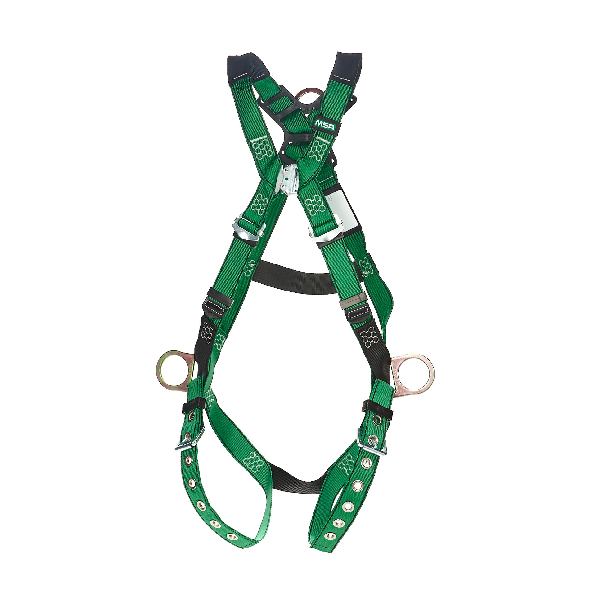 MSA V-FORM Harness w/Back & Side D-Rings - Tongue Buckle Leg Straps Quick Connect Chest Buckle - Super Extra Large - 10206064