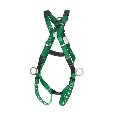 MSA V-FORM Harness w/Back & Side D-Rings - Tongue Buckle Leg Straps Quick Connect Chest Buckle - Super Extra Large - 10206064