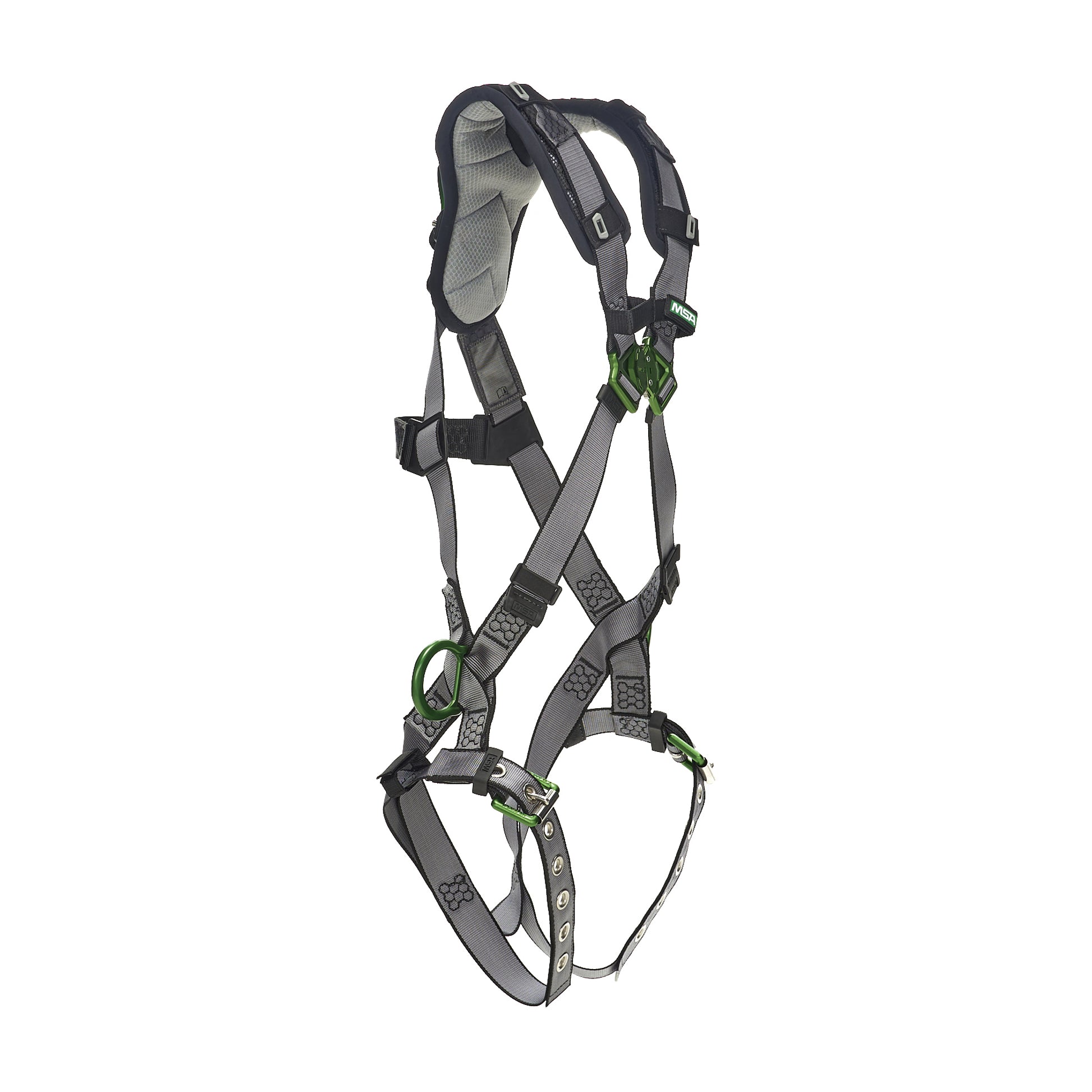 MSA V-FIT Harness w/Back & Side D-Rings - Tongue Buckle Leg Straps - Shoulder Padding - Extra Small - 10194908