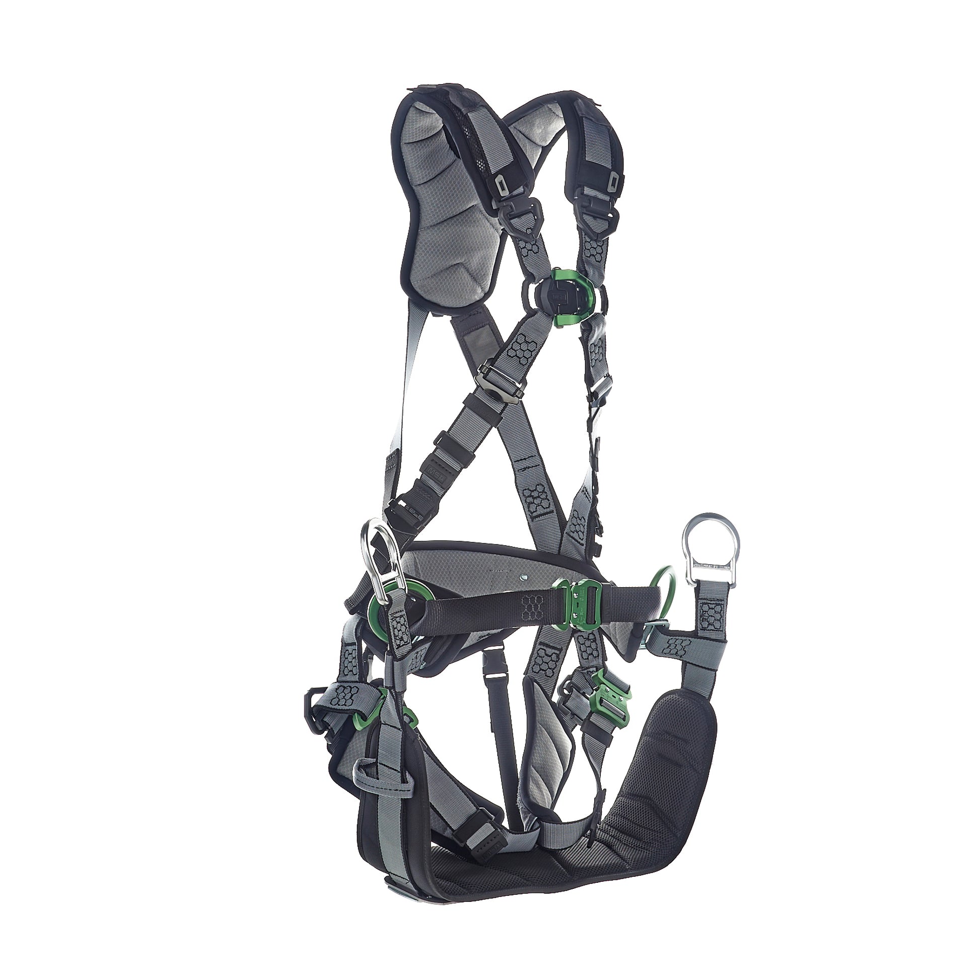 MSA V-FIT Tower Harness w/Back, Front & Side D-Rings - Quick-Connect Leg and Belt Straps - Shoulder & Leg Padding - Standard - 10218048