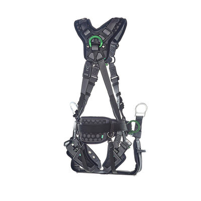 MSA V-FIT Tower Harness w/Back, Front & Side D-Rings - Tongue Buckle Leg and Belt Straps - Shoulder & Leg Padding - Standard - 10218042
