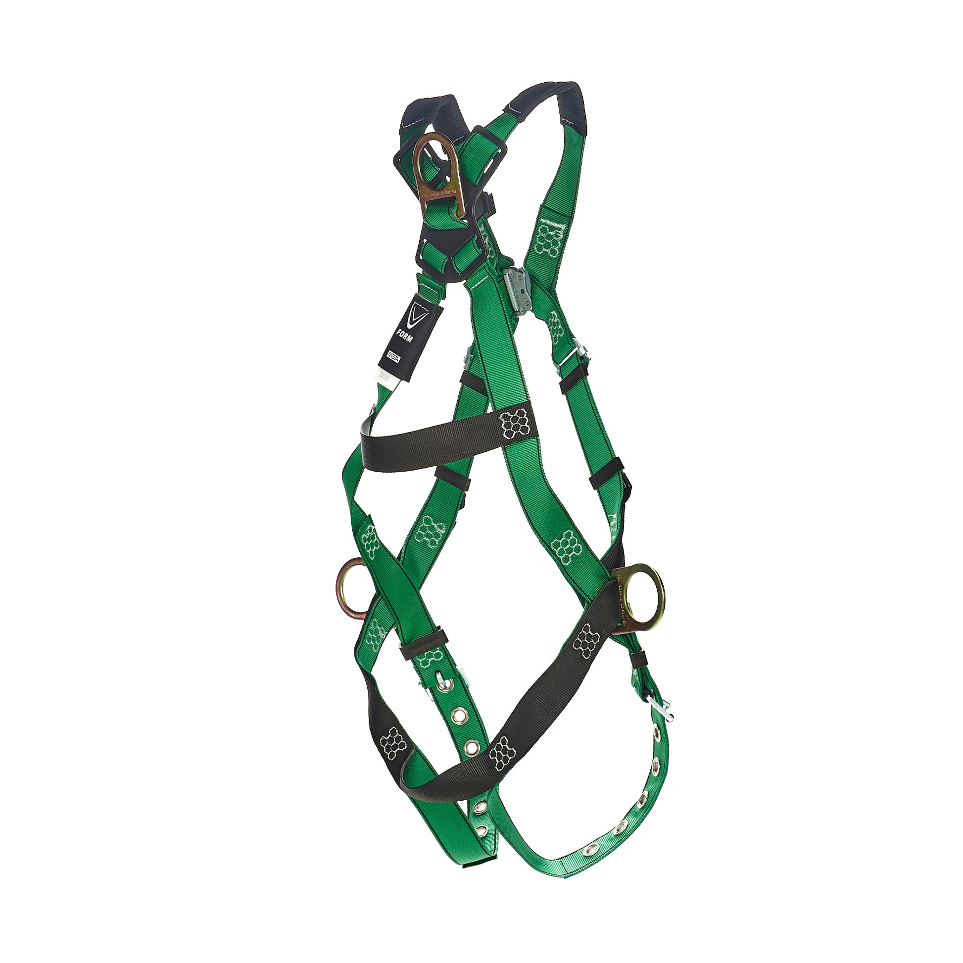 MSA V-FORM Harness w/Back & Side D-Rings - Tongue Buckle Leg Straps Quick Connect Chest Buckle - Standard - 10206062