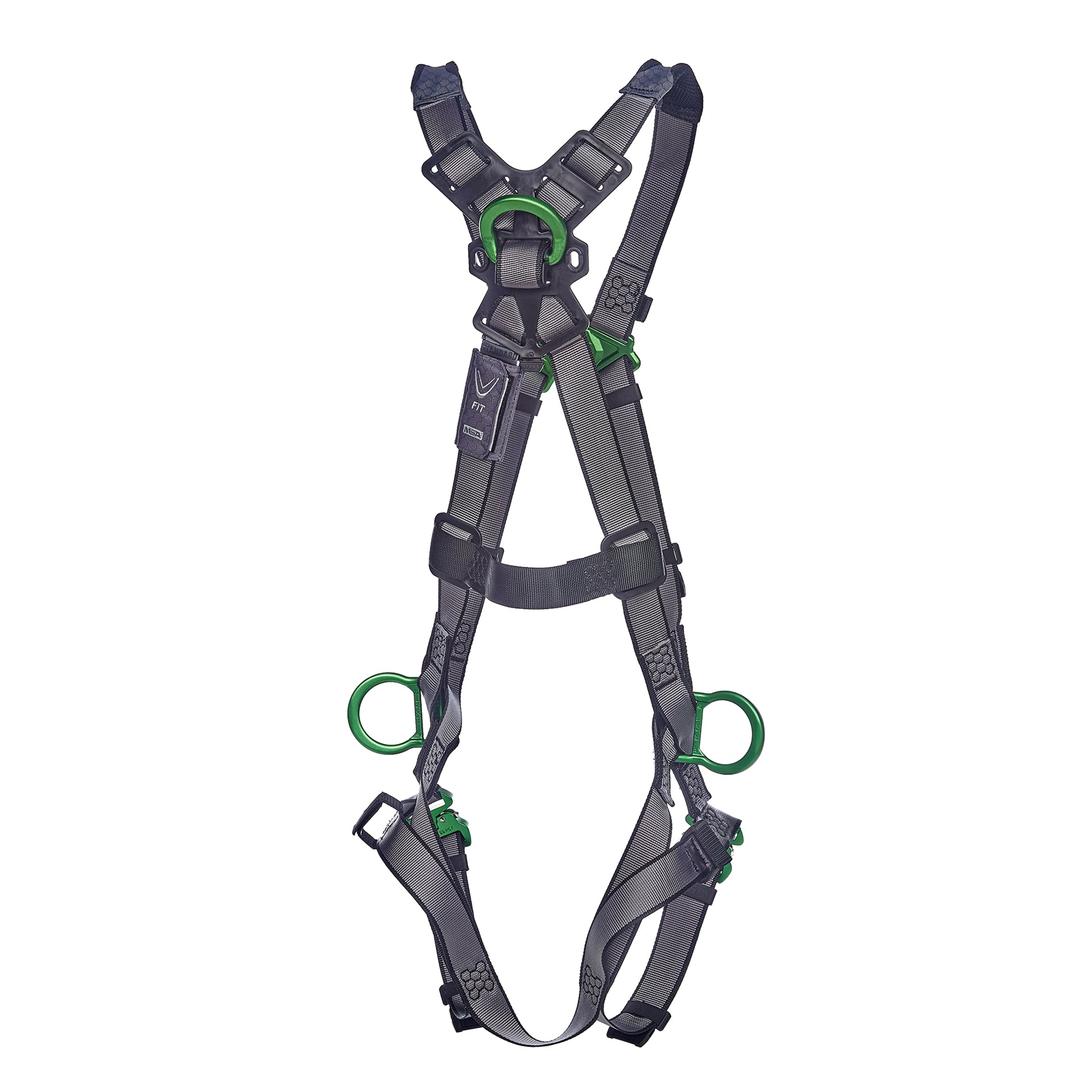 MSA V-FIT Harness w/Back & Side D-Rings - Quick-Connect Leg Straps - Super Extra Large - 10195067
