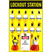 LOCKOUT STATION KIT 10 PADLOCKS - LOCKOUT STATION KIT 10 PADLOCKS, 19X12, Polycarbonate