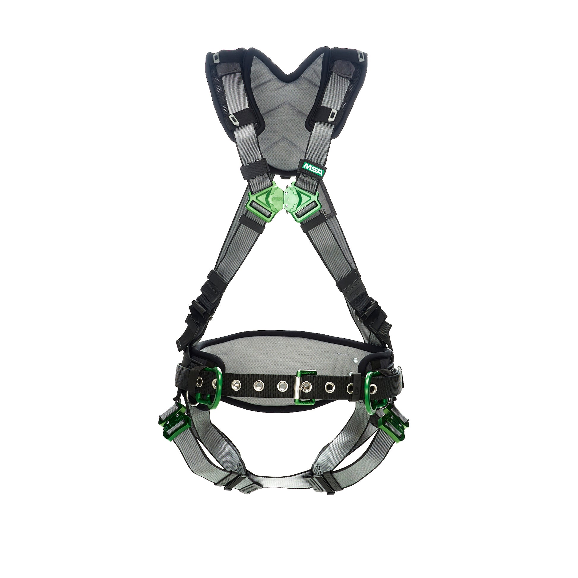 MSA V-FIT Construction Harness w/Back & Side D-Rings - Quick-Connect Leg Straps - Shoulder Padding - Extra Small - 10195133