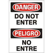 DO NOT ENTER PELIGRO NO ENTRE - DANGER SIGN - DO NOT ENTER PELIGRO NO ENTRE - DANGER SIGN, 20X14, Adhesive Vinyl