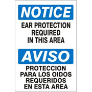 EAR PROTECTION REQUIRED IN THIS AREA  AVISO PROTECCION PARA LOS - NOTICE SIGN - EAR PROTECTION REQUIRED IN THIS AREA  AVISO PROTECCION PARA LOS - NOTICE SIGN, 20X14, Adhesive Vinyl