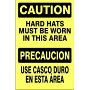 HARD HATS MUST BE WORN IN THIS AREA PRECAUCION USE - CAUTION SIGN - HARD HATS MUST BE WORN IN THIS AREA PRECAUCION USE - CAUTION SIGN, 20X14, Adhesive Vinyl