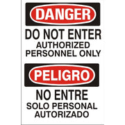 DO NOT ENTER AUTHORIZED PERSONNEL ONLY PELIGRO NO ENTRE SOLO - DANGER SIGN - DO NOT ENTER AUTHORIZED PERSONNEL ONLY PELIGRO NO ENTRE SOLO - DANGER SIGN, 20x14, Adhesive Vinyl