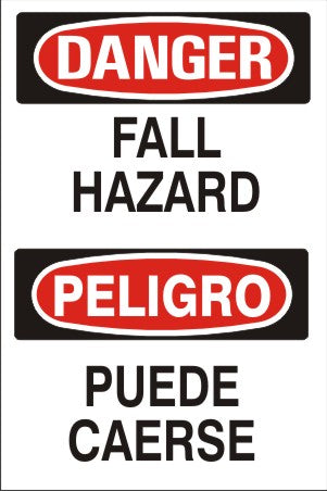 FALL HAZARD PELIGRO PUEDE CAERSE - DANGER SIGN