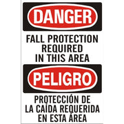 FALL PROTECTION REQUIRED INTHIS AREA PELIGRO PROTECCION DE CAÍDA REQUERIDA - DANGER SIGN - FALL PROTECTION REQUIRED INTHIS AREA PELIGRO PROTECCION DE CAÍDA REQUERIDA - DANGER SIGN, 20X14, Adhesive Vinyl