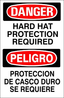 HARD HAT PROTECTION REQUIRED PELIGRO C- PROTECCION DE CASCO DURO - DANGER SIGN