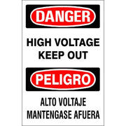 HIGH VOLTAGE KEEP OUT PELIGRO ALTO VOLTAJE MANTENGASE AFUERA - DANGER SIGN - HIGH VOLTAGE KEEP OUT PELIGRO ALTO VOLTAJE MANTENGASE AFUERA - DANGER SIGN, 20X14, Adhesive Vinyl
