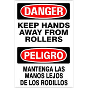 KEEP HANDS AWAY FROM ROLLERS PELIGRO MANTENGA LAS MANOS LEJOS - DANGER SIGN - KEEP HANDS AWAY FROM ROLLERS PELIGRO MANTENGA LAS MANOS LEJOS - DANGER SIGN, 20X14, Adhesive Vinyl