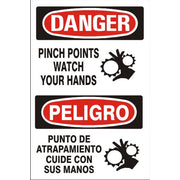 PINCH POINTS WATCH YOUR HANDS PELIGRO PUNTO DE  ATRAPAMIENTO CUIDE - DANGER SIGN - PINCH POINTS WATCH YOUR HANDS PELIGRO PUNTO DE  ATRAPAMIENTO CUIDE - DANGER SIGN, 20X14, Adhesive Vinyl