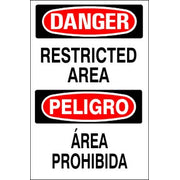RESTRICTED AREA PELIGRO ÁREA PROHIBIDA - DANGER SIGN - RESTRICTED AREA PELIGRO ÁREA PROHIBIDA - DANGER SIGN, 14X20, Adhesive Vinyl