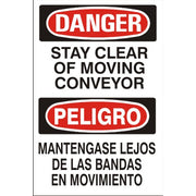 STAY CLEAR OF MOVING CONVEYOR PELIGRO MANTENGASE LEJOS DE LAS - DANGER SIGN - STAY CLEAR OF MOVING CONVEYOR PELIGRO MANTENGASE LEJOS DE LAS - DANGER SIGN, 20X14, Adhesive Vinyl