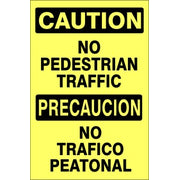 NO PEDESTRIAN TRAFFIC PRECAUCION NO TRAFICO PEATONAL - CAUTION SIGN - NO PEDESTRIAN TRAFFIC PRECAUCION NO TRAFICO PEATONAL - CAUTION SIGN, 20X14, Adhesive Vinyl