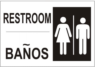 RESTROOM BANOS PICTO OF UNISEX BATHROOM - RESTROOM BANOS PICTO OF UNISEX BATHROOM, 14X20, Adhesive Vinyl