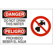 DO NOT DRINK THIS WATER   PELIGRO PROHIBIDO BEBER EL AGUA - DANGER SIGN - DO NOT DRINK THIS WATER   PELIGRO PROHIBIDO BEBER EL AGUA - DANGER SIGN, 20x14, Adhesive Vinyl