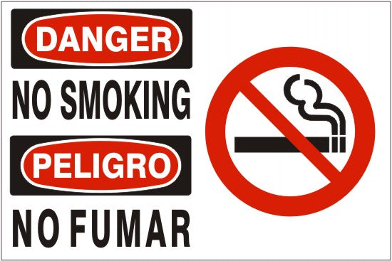 NO SMOKING PELIGRO NO FUMAR WITH  SMOKING PICTO - DANGER SIGN - NO SMOKING PELIGRO NO FUMAR WITH  SMOKING PICTO - DANGER SIGN, 14X20, Adhesive Vinyl