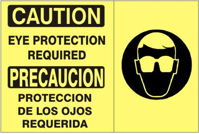 EYE PROTECTION REQUIRED PRECAUCION PROTECION DE LOS OJOS REQUERIDA W - CAUTION SIGN